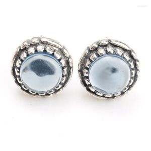 Brincos de garanhão 925 Sterling Silver Blue claro Big Cubic Zircon Estilo europeu para mulheres Jóias finas de casamento