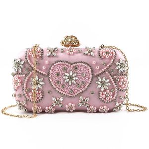 Borse da sera BaoYaFang Borse di cristallo con perline di lusso Borsa da sposa color cena per feste per la sposa Pochette da giorno a spalla a catenaSera