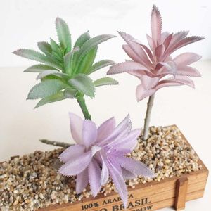 Flores decorativas altura de 17 cm de diâmetro 10cm verde roxo vermelha flocando grande suculenta artificial plantas quartos de escritório em casa do jardim