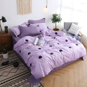 Yatak takımları 37purple 4pcs kız çocuk yatak kapağı set karikatür nevresim yetişkin çocuk çarşafları ve yastık kılıfları yorgan