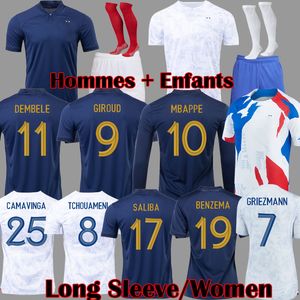 Maillots de Football Mbappe 2022 voetbaltruien 22 23 Franse benzema camavinga voetbal shirts Griezmann Dembele Maillot Foot Hernandez Kit Shirt Hommes Enfants