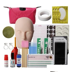 Ciglia finte 19 in 1 kit di allenamento estensione ciglia innesto pratica arricciatura colla pinzette strumenti set borsa per innesto ciglia goccia Del Dh0Qx