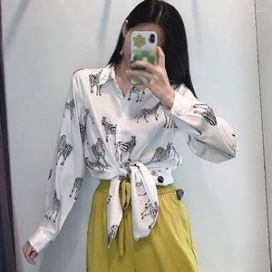 Kvinnor Blusar Spring Animal Printed Women Temperament Loose Leisure Shirts Female Long Sleeve Button Tops