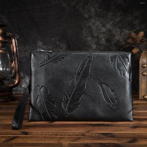 Plånböcker äkta läder mode män present plånbok handväska koppling väska design handy 10 