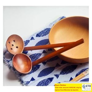 200PCS Wooden tableware Turtle soup spoon Japanese ramen wooden Long handle colander Hot pot spoon practical and durable