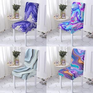 Chair Covers Marbling Kitchen Anti-fouling Stretch Cover Home Dining Table Office Protector Removable Decor Cushion