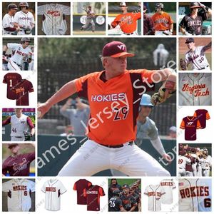 College Baseball indossa la maglia da baseball NCAA Custom Virginia Tech Hokies 2022 48 Joe Saunders 48 Brady Kirtner 15 Drue Hackenberg 26 Andrew Dusablon 41 T.R.