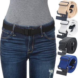 Bälten Kvinnor Stretch Belt Invisible Elastic Web Strap med platt spänne för Jeans Beltox Women's Girdle bred midja