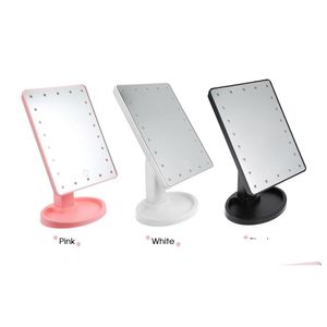 Compact Mirrors Wholesale 360 Degree Rotation Touch Sn Makeup Mirror With 16 / 22 Led Lights Professional Vanity Table Des Dh2Sg