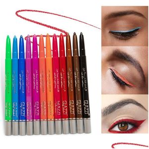 Combinazione ombretto/liner 12 colori Set eyeliner Colorf Neon Green White Matte Pencil Mtifunction Cosmetics Makeup Tool Waterproo Dhfeg