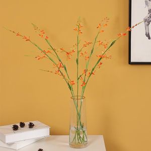 Decorative Flowers Flame Orchid Silk Artificial For Home Wedding Decoration Fleurs Artificielles Red Fake Garden Decor Flores