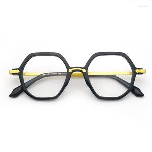 Sunglasses Frames Women Eyeglasses Acetate Yellow Octagon Fashion Female Eye Glasses 2023 Optical Prescription Myopia Frame
