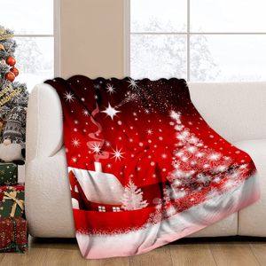 Joocar Red Christmas Throw Shining Star Christmas Tree Fannel Blanket Happy New Year Warm Throw Bed Couch Living Room Sofa Sofa Chair（50 