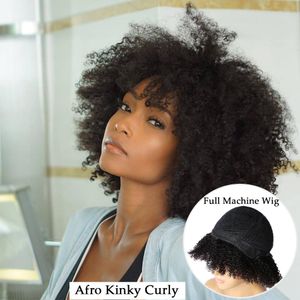 Glueless Afro Kinky Curly Human Hair Wig for Women Brazilian Hair ready to wear Full Volume Kinki Culr None Lace Front Wigs with baby hair 150% Denisty 14 Inch