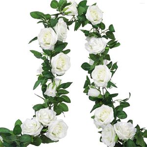 Flores decorativas 3pcs 2m Rose Fake Rose Garland