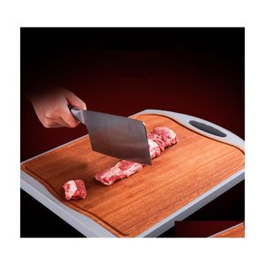Hoppning av block Twosided Solid Wood Chop Block D￥lig antislip Ebony Wheat Stalk Cutting Board Hush￥ll K￶ksverktyg K￶ttben C DHQJ9
