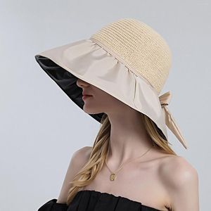 Cappelli larghi brimesima cappello da sole estivo per la protezione solare grande pieghevole con paglia pieghevole da donna in uscita da donna fresca spiaggia da mare