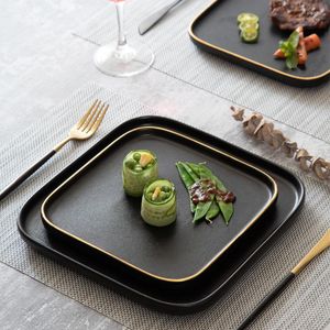 Plates 3 Size Black Dishes For Serving Matte Complete Tableware Of Pieces Square Table Set Plate Ceramic