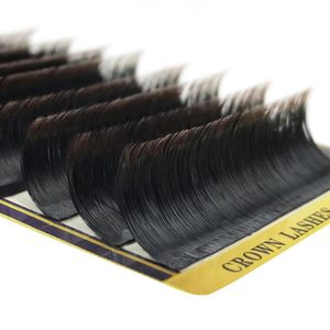 Cílios falsos Crownlash 0,05 2 cores preto marrom marrom fácil Volume do ventilador Lash Self Fanning Double Camadas