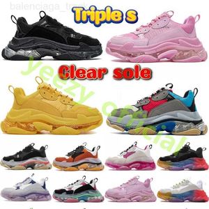 Triple S Retro Clear Triple S Spor Sneaker Kadınlar Erkek Ayakkabı Ayakkabı Baba Platform Eğitmenleri Üçlü Snoleakers Tasarımcıları Düz ​​Runner Açık Vintage