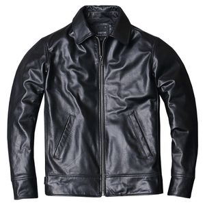 Genuine Leather Jacket Men's Casual Coats Spring Autumn Clothing Motorcycle Biker Jackets Long Sleeve Black Plus Size S M L XL XXL XXXL 4XL 5XL