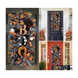 Decorazione per feste Ghirlanda di Halloween Porta appesa Boo Lettera Zucca Targa Ghirlanda Ciondolo da giardino Decorazioni per la casa Forniture Consegna di goccia Dhzca