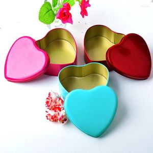 Gift Wrap 100pcs Heart Shape Metal Tin Candy Box Hearted-Shape Wedding Favor Favours Party