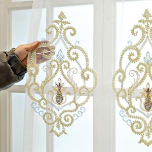 Perde Drapes Avrupa lüks nakış tül tül tüfek perdeler oturma odası için yarı şeffaf jacquard voile pencere