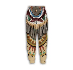 Hip Hop Sportwear Punk Casual Loose Men Cool Print Native Indian Wolf 3d Pants