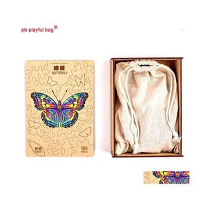 Obrazy PB Playf Bag drewniane pudełko nieregularne adt specjalny kształt puzzli motyl zwierzęcy dziecięce zabawki