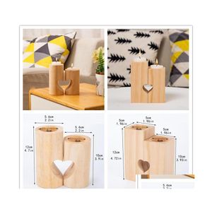 Portacandele in legno naturale Tea Light a forma di cuore Romantico carino decorativo Decorazioni per matrimoni Home Drop Delivery Garden Dhs4V