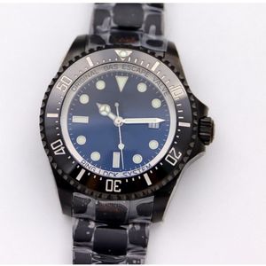 Relógio masculino de luxo 44 mm azul mostrador preto mar todo preto PVD / DLC movimento mecânico automático revestido de aço inoxidável data moldura cerâmica mestre relógio de pulso luminoso