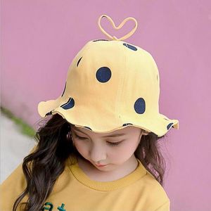 Wide Brim Hats Baby Hat Cartoon Cotton Bucket Kids Summer Sun Cap Toddler Boys Girls 2-8 Years Old Embroidery Dot Print