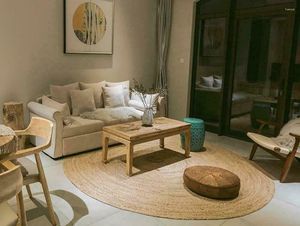 Carpets Rug Natural Jute Round Handmade Braided Reversible Home Decorative Living Room Decoration