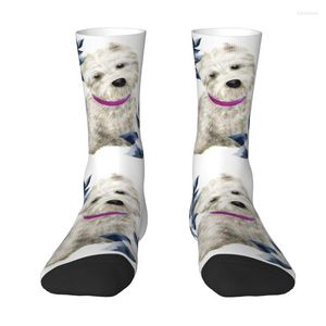 Мужские носки Westie and Flowers Flode Mens Womens теплые моды West Highland White Terrier Dog Crew