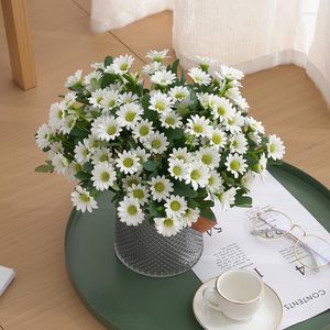 Dekorative Blumen Künstliche Daisy Silk Bouquet Gefälschte Blume DIY Dekor Für Vase Hause Hochzeit Weihnachten Decoratiom