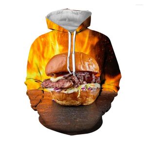 Erkek Hoodies Jumeast 3D hamburger baskılı erkekler sığır eti barbekü grafik grafik kapüşonlu sokak kıyafetleri komik harajuku moda grunge y2k giyim