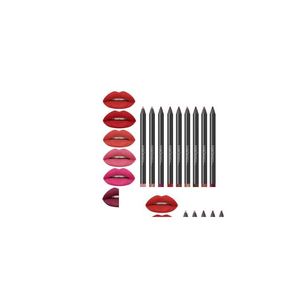 Lip Pencils Wholesale New Fashion Lipstick Pencil Womens Professional Lipliner Waterproof Liner 13 Colors Makeup Dhhnd
