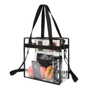 Bolsas noturnas feminino transparente ombro transparente bolsa de PVC Bolsa de fitness Sala à prova d'água Sapatos de armazenamento de viagens de praia