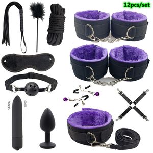 Bondage Sesso Giocattolo per adulti Prodotti erotici Kit BDSM Manette Gioco Plug anale Accessori esotici BDSM per coppie 230113