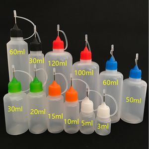 100pcs Empty Needle Tip Bottles Convenient to fill with E Juice Plastic Bottle 5ml 10ml 15ml 20ml 30ml 50ml