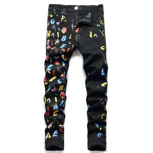 Jeans Club da uomo Casual 2023 Hip Hop Stretch Pantaloni da motociclista neri a vita alta Street Style Abbigliamento alla moda