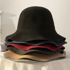 Ball Caps 2023 Panama Warm Winter Women's Bucket Hat For Teens Felt Wool Girl Sautumn And Fashion Fur Black Hip Hop Cap
