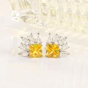 Stud Earrings 925 Sterling Silver Yellow Topaz Gemstone Earring Females Aros Mujer Oreja Origin Jewelry Orecchini