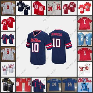 American College Football Wear 2022 NCAA Custom Stitched Ole Miss Rebels Football Jersey 43 Caden Costa 36 Rayf Vinson 19 Brice Johnson 34 DJ Beckum 21 Alex Grado 29 Mat