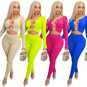 Designer Tracksuits Two Piece Set Womens Autumn Outfits Lång ärmskjorta med stift och byxor Casual Solid Sportswear Active Sweatsuits Wholesale Clothes 9206