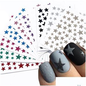 Stickers Decals Decoration Glitter Adhesive Colorf Transfer Diy Nail Slider 3D Drop Delivery 202 Dhb2B