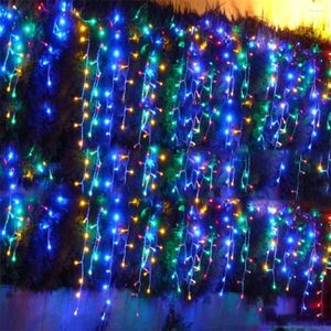 Strängar 3m 300 lysdioder julbelysning Icicle String Light for Garden Mall Eaves Wedding Balcony House Holiday Outdoor Decorations US Plug