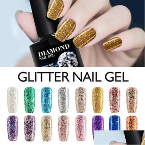 Gel per unghie Wholesalemodelones 10Ml 3D Diamond Glitter Vernice smalto a lunga durata Uv Led Soakoff Glod Color Na Dhfhy