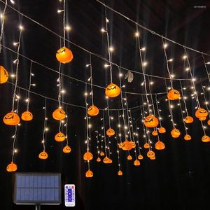 Strings 3.5m 96led Halloween Pumpkin Curtain Light String Solar / Plug-in Holiday Icicle Lights For Christmas Year Home Decor
